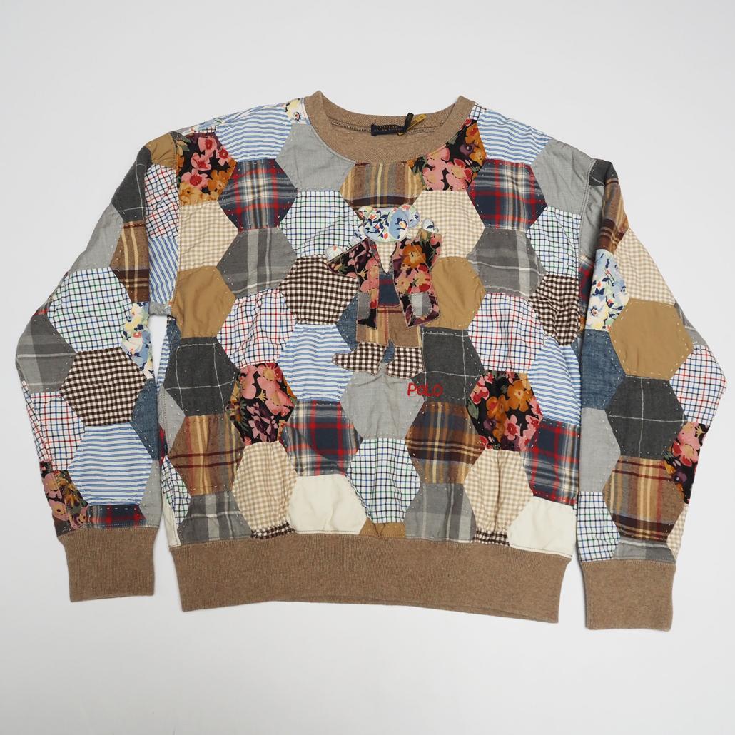 POLO RALPH LAUREN ポロベア パッチワーク キルティングスエット