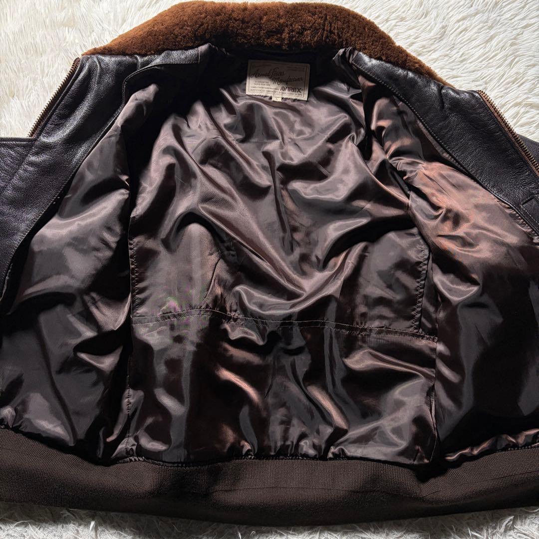 極美品■AVIREX フライトジャケット　 G-1 やぎ革　襟ボア　ブラウン　L