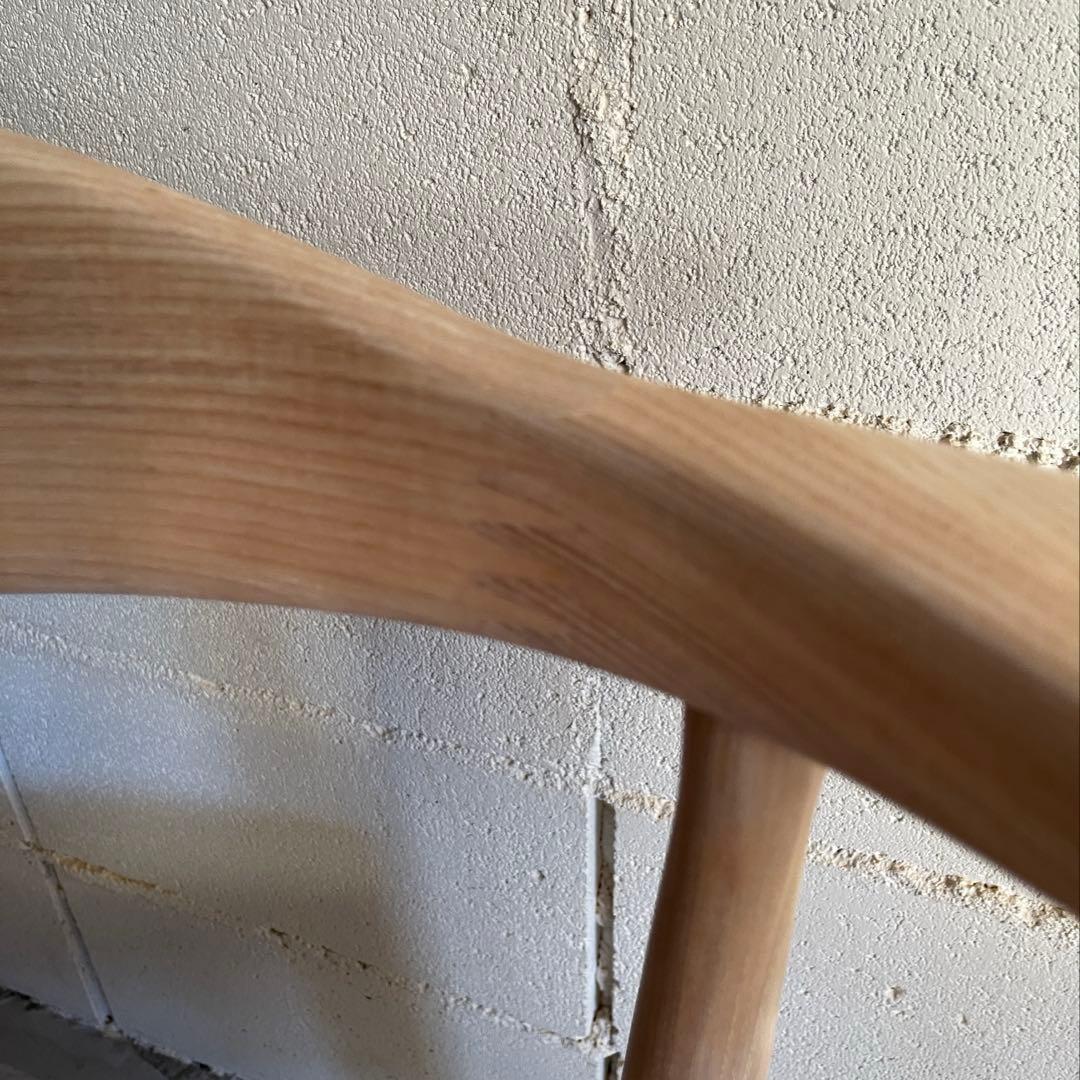 天然木無垢材 アームチェア　ラウンドチェア　ダイニングチェア　本革　北欧スタイル