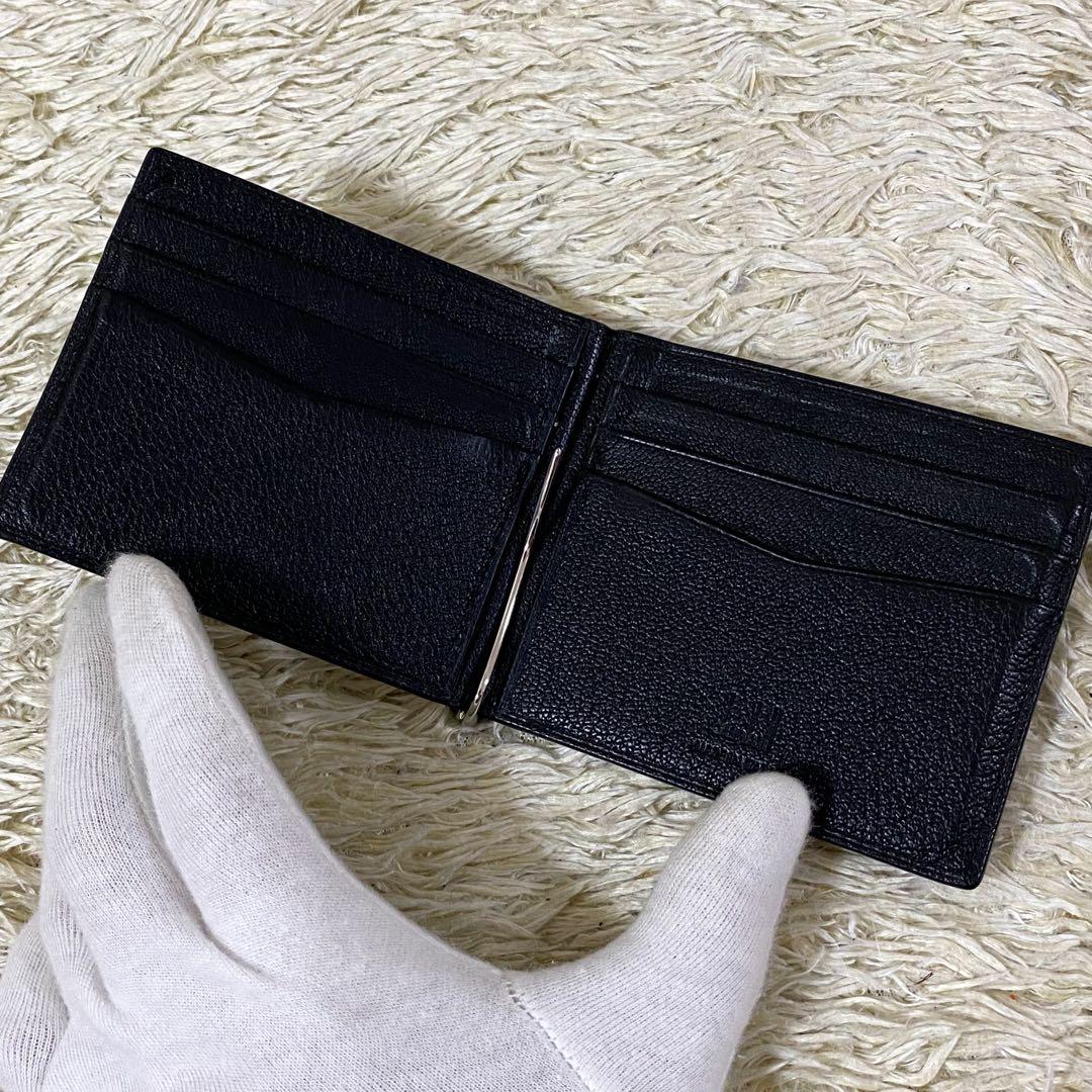 【美品】ダンヒル マネークリップ ブラック 黒 二つ折り コンパクトウォレット