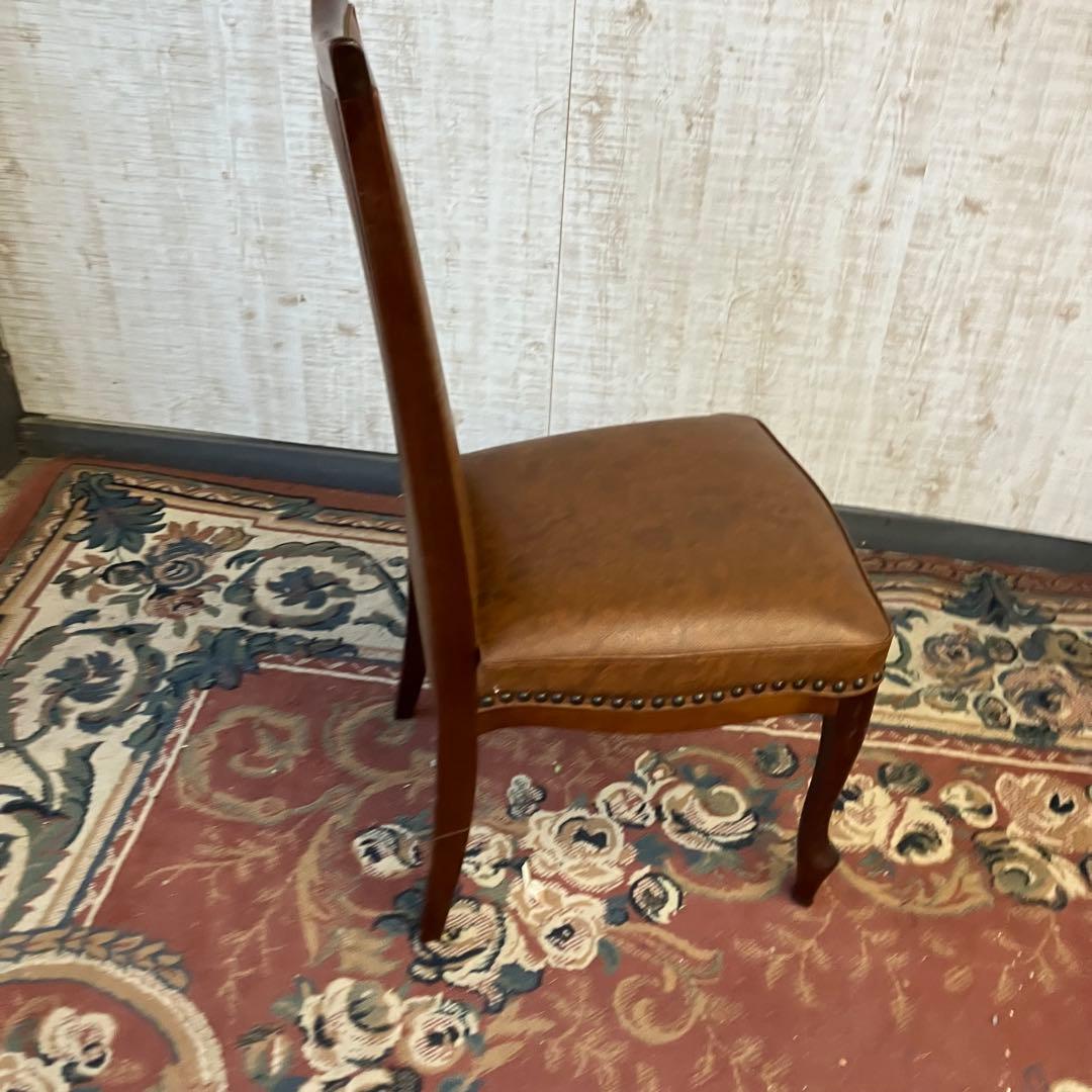 ②北欧レトロ マルニ木工 木製椅子 鋲打ちダイニングチェア ロビーチェア 古家具