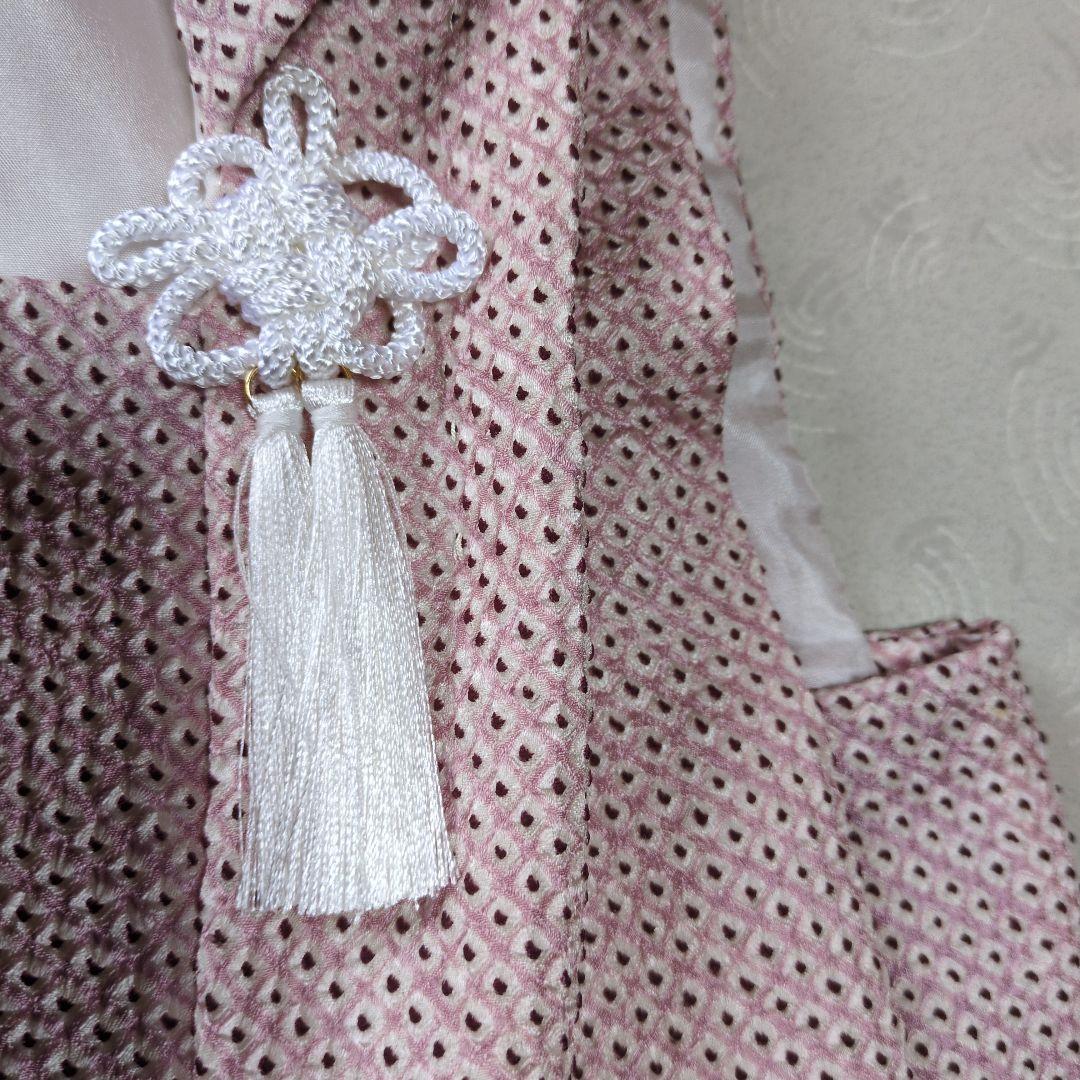 七五三３歳正絹総絞り手縫いの被布（くすみピンク）