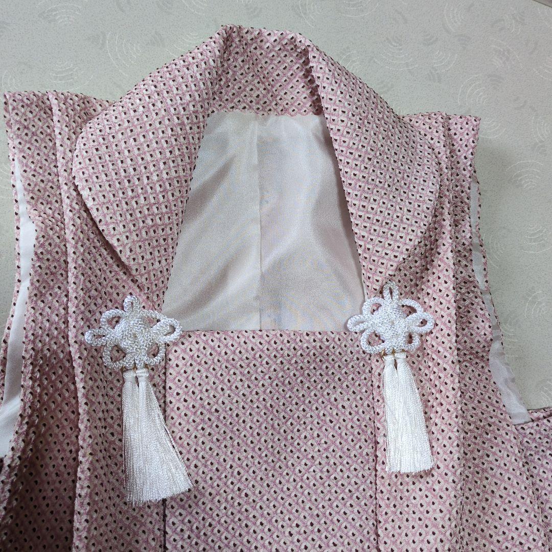 七五三３歳正絹総絞り手縫いの被布（くすみピンク）