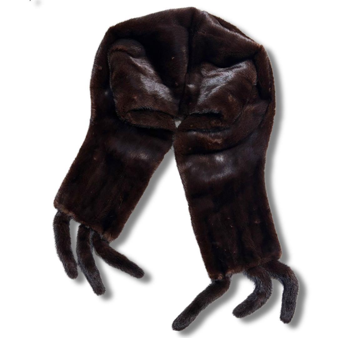 【美品/希少】エンバ ブラックグラマ ミンク 貂 リアルファー ショール