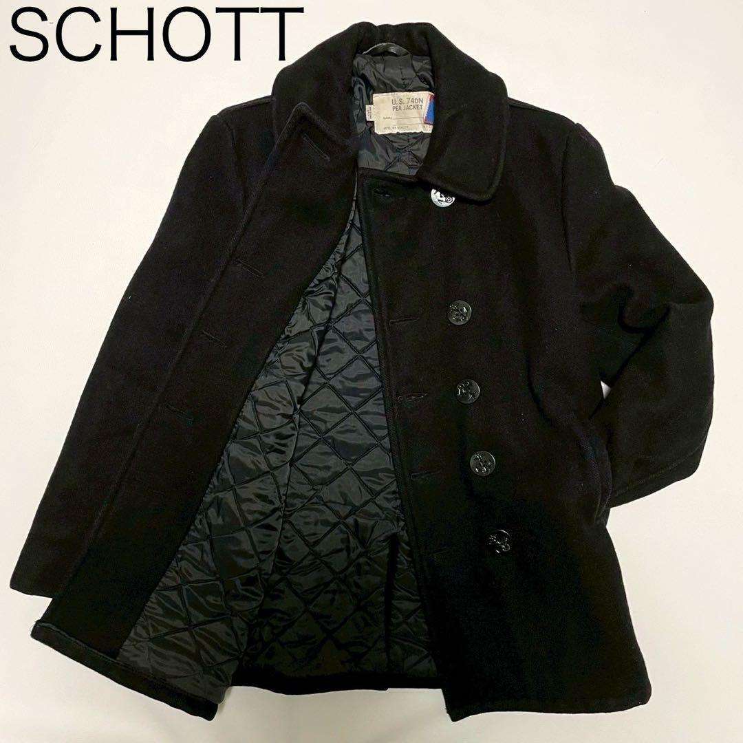 【ショット】Pコート ウールコート 40 L 黒　アメリカ製　740N