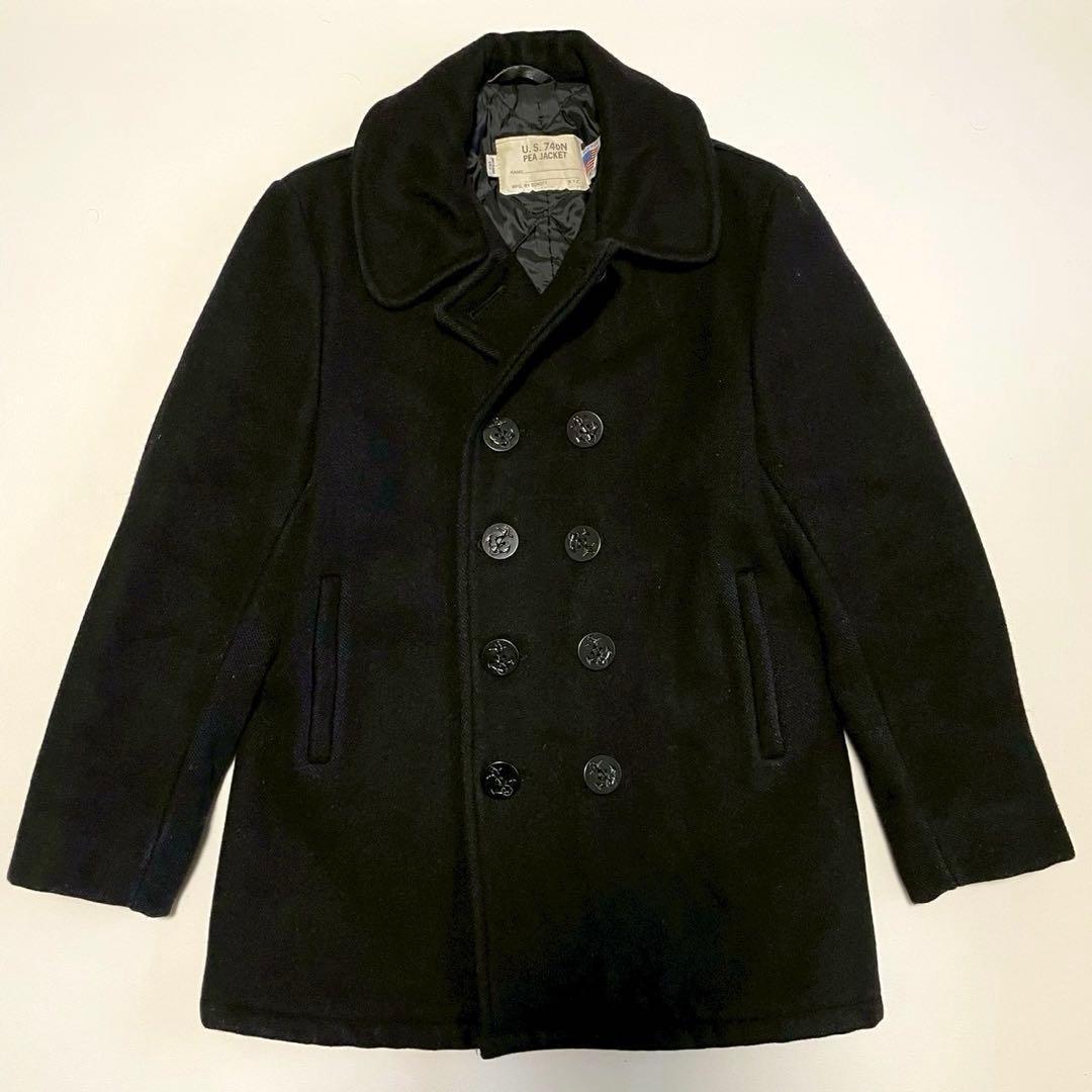 【ショット】Pコート ウールコート 40 L 黒　アメリカ製　740N