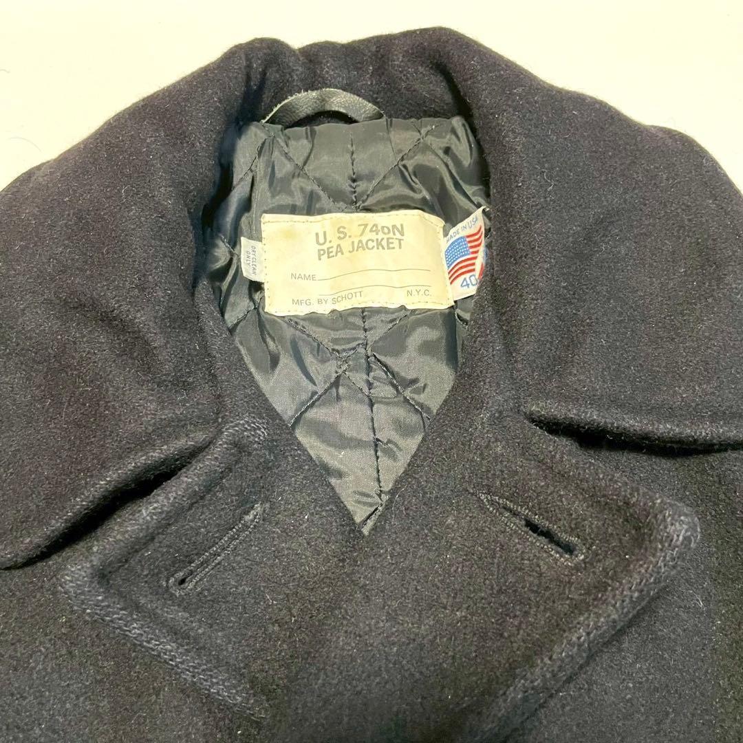 【ショット】Pコート ウールコート 40 L 黒　アメリカ製　740N