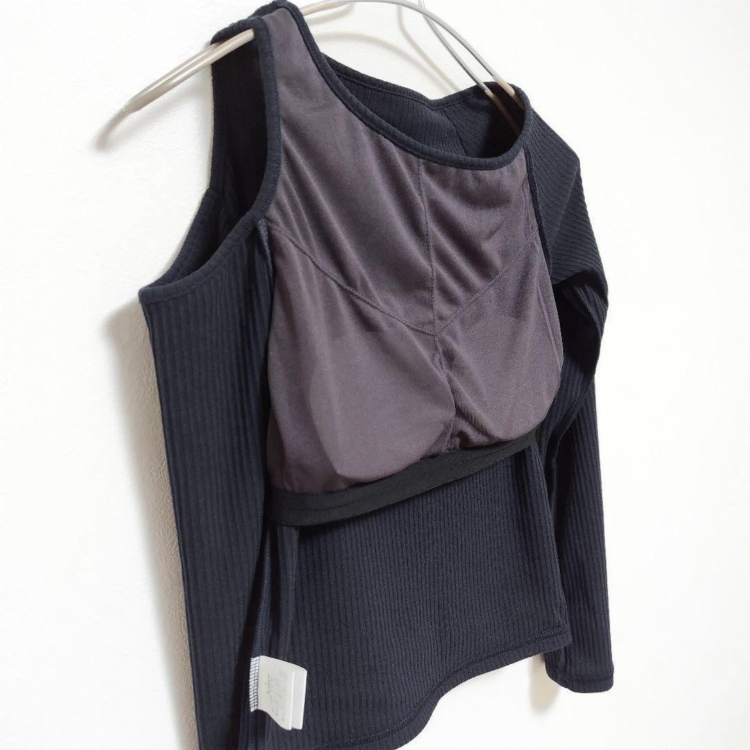 ジュリエ カップ付き リブ トップス 長袖 濃紺 ＊ ヨガウェア ダンス バレエ