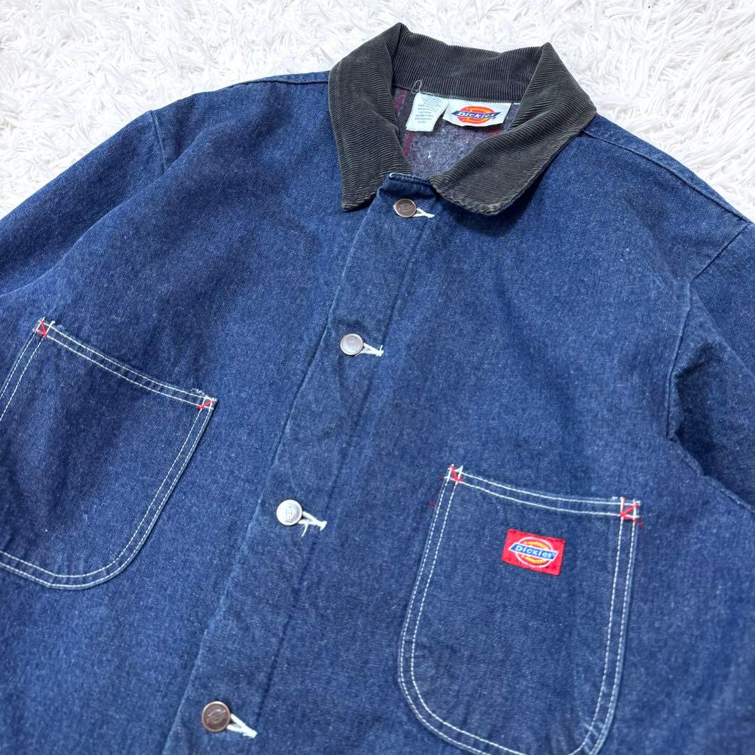 【まさ様激レア 80s】Dickies デニム カバーオール 白タグ 濃紺 XL