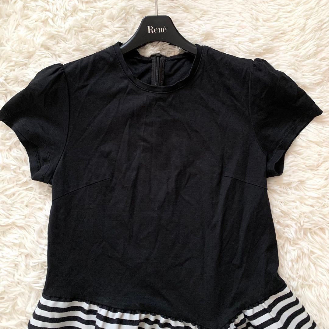 極美品✨ボーダーズアットバルコニー 現行 トップス アシンメトリー ぺプラム 黒