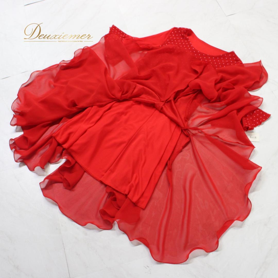 【美品タグ付き 社交ダンス衣装】ワンピース ドレス ICHIOKU 赤 レッド