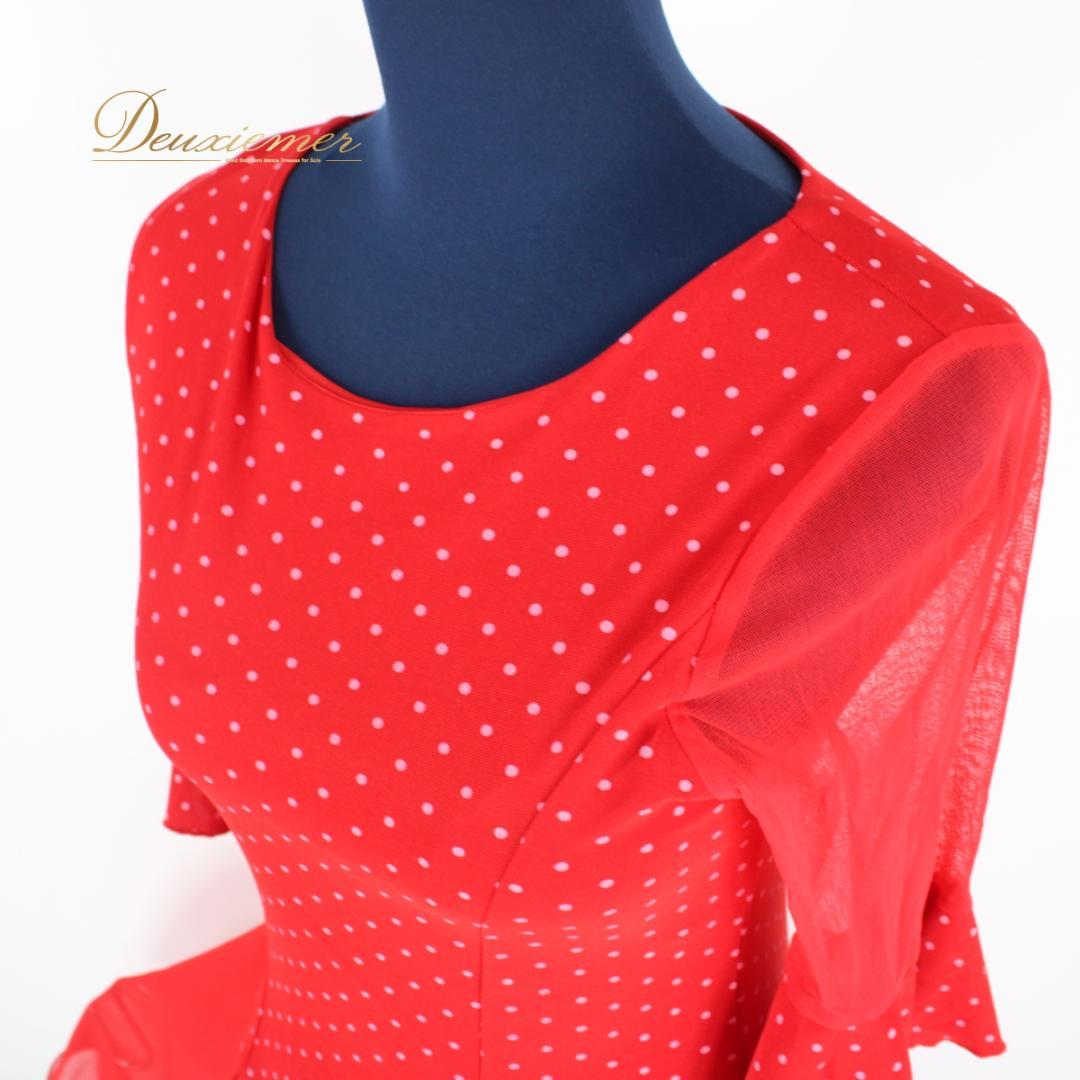 【美品タグ付き 社交ダンス衣装】ワンピース ドレス ICHIOKU 赤 レッド