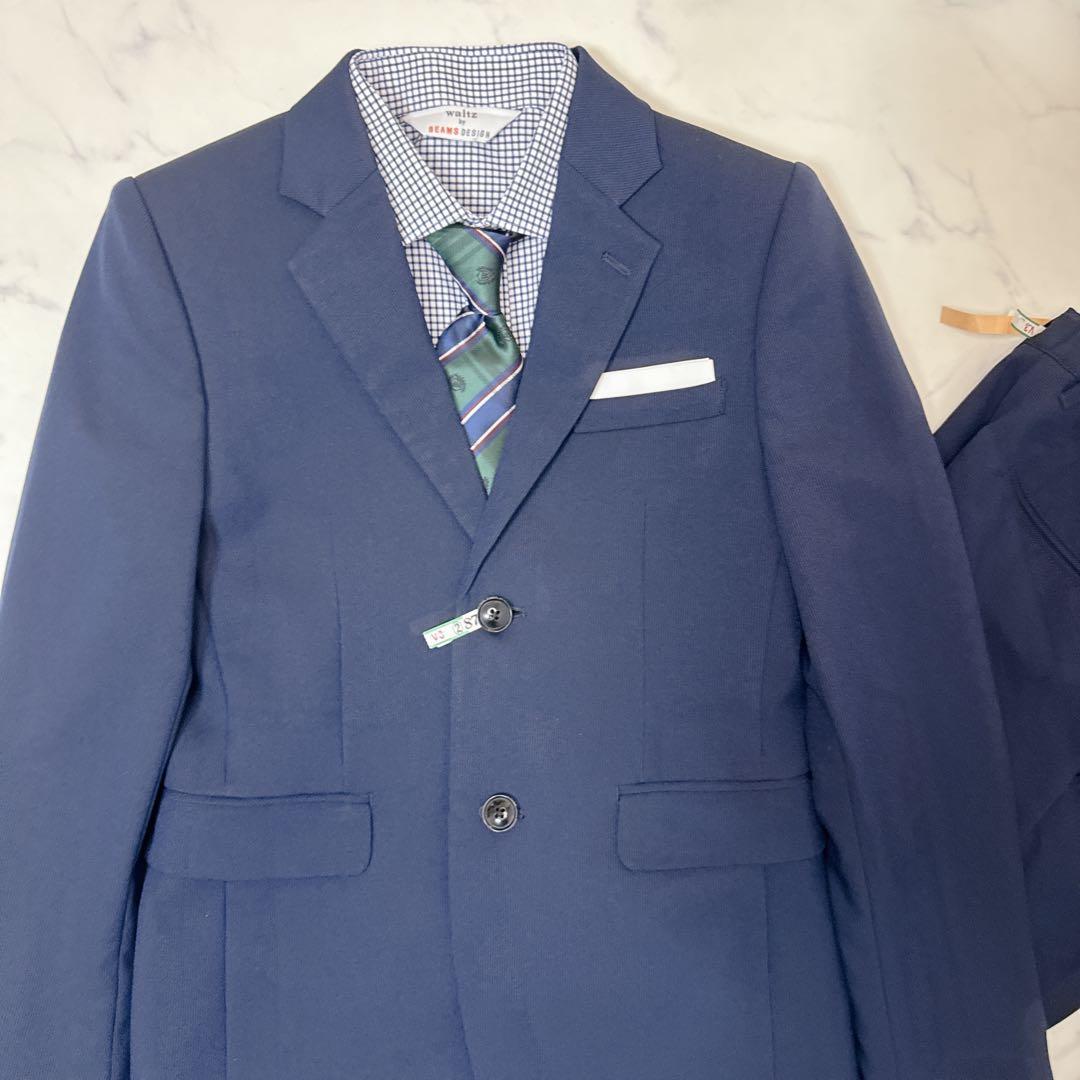 BEAMS DESIGNスーツ ネイビー フォーマルセット150 卒業式　卒服