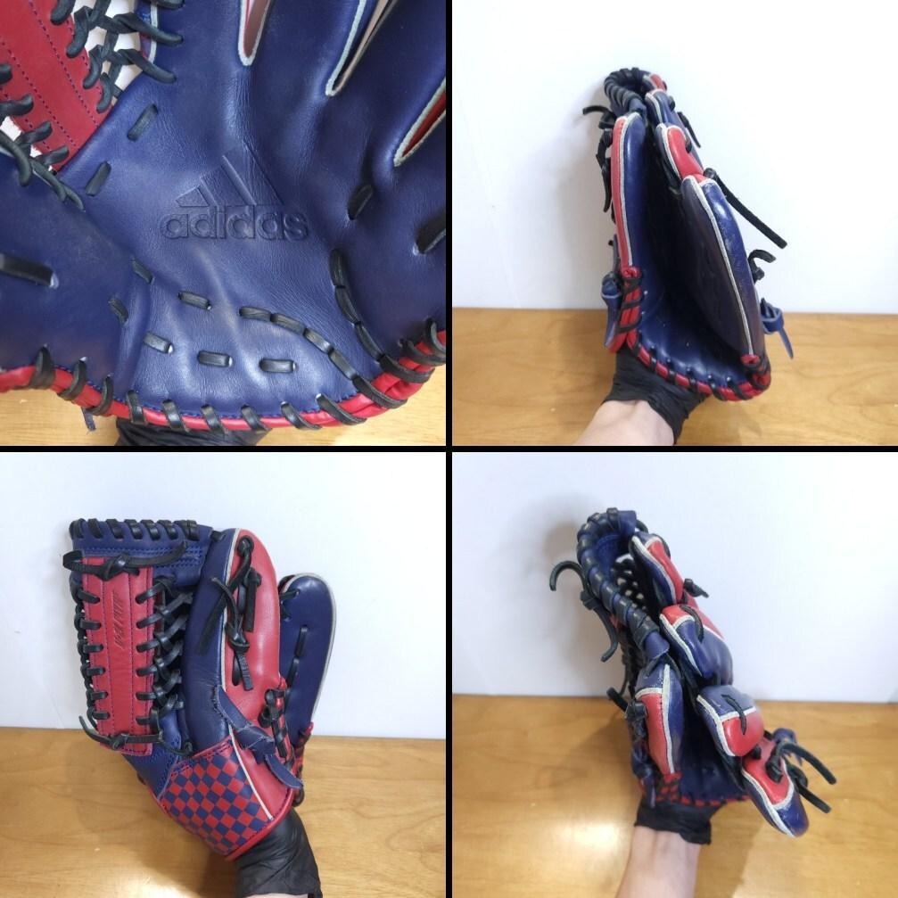 アディダス adidas チェッカーレッド M号球対応モデル 美品 軟式グローブ