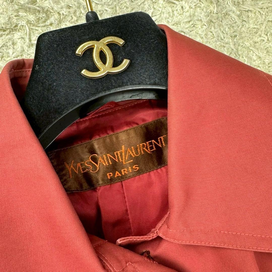 イヴサンローラン YSL トレンチコート ベルト エポレット レッド L