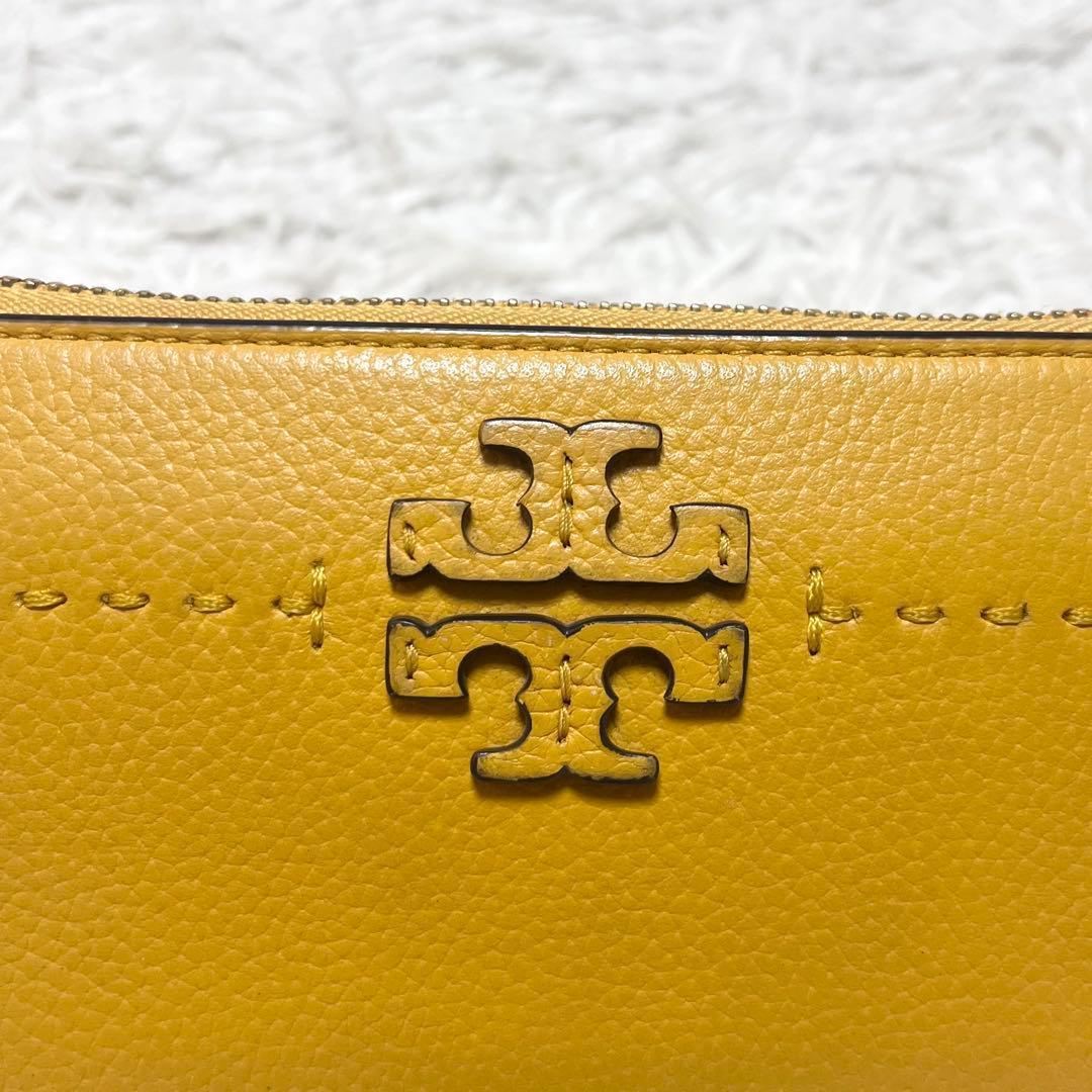 Tory Burch マックグロー 長財布 ラウンドファスナー 本革 イエロー