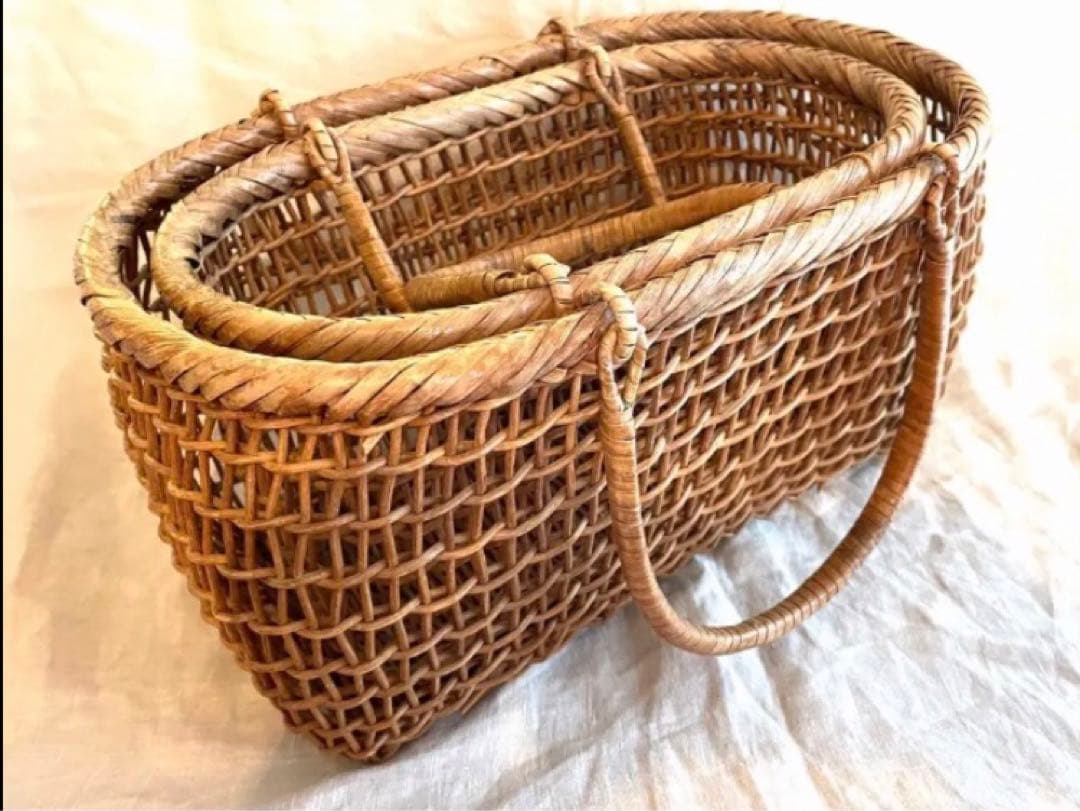 籠　透かし編　あけび　こだし　民芸　入れ子透かし編　あけび　こだし　民芸　入れ子