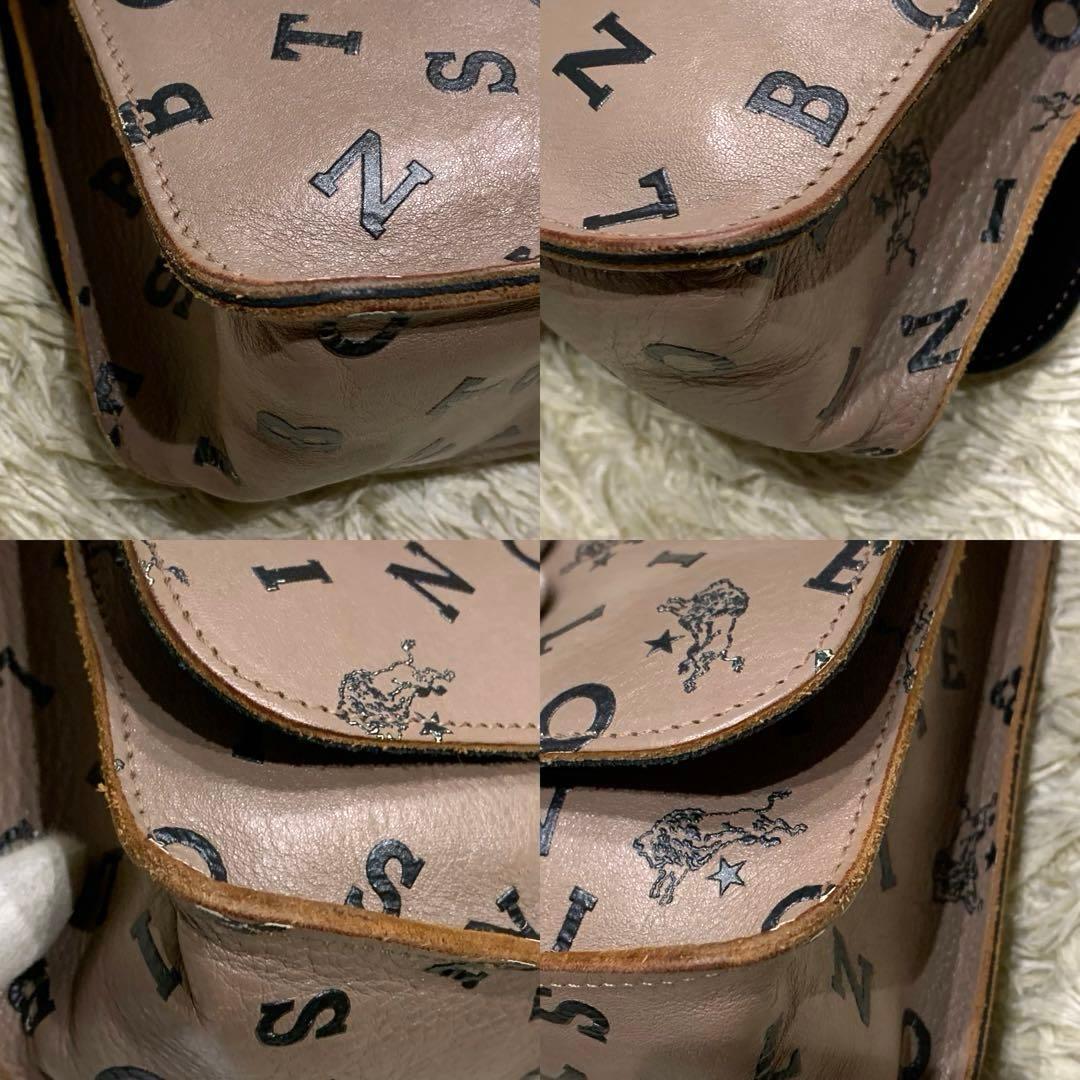 美品✨イルビゾンテ ショルダーバック 日本限定 ロゴ総柄 レザー グレージュ