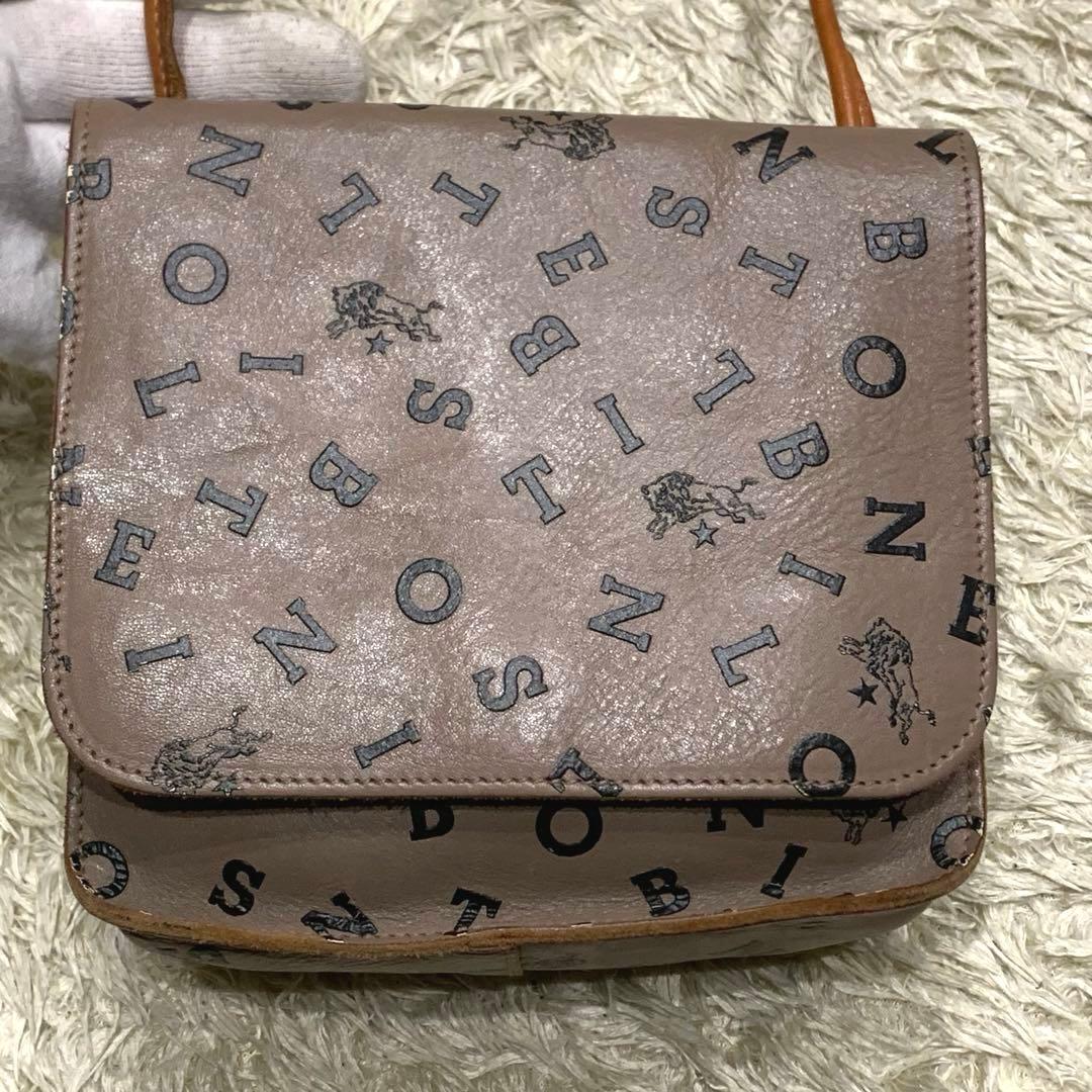 美品✨イルビゾンテ ショルダーバック 日本限定 ロゴ総柄 レザー グレージュ