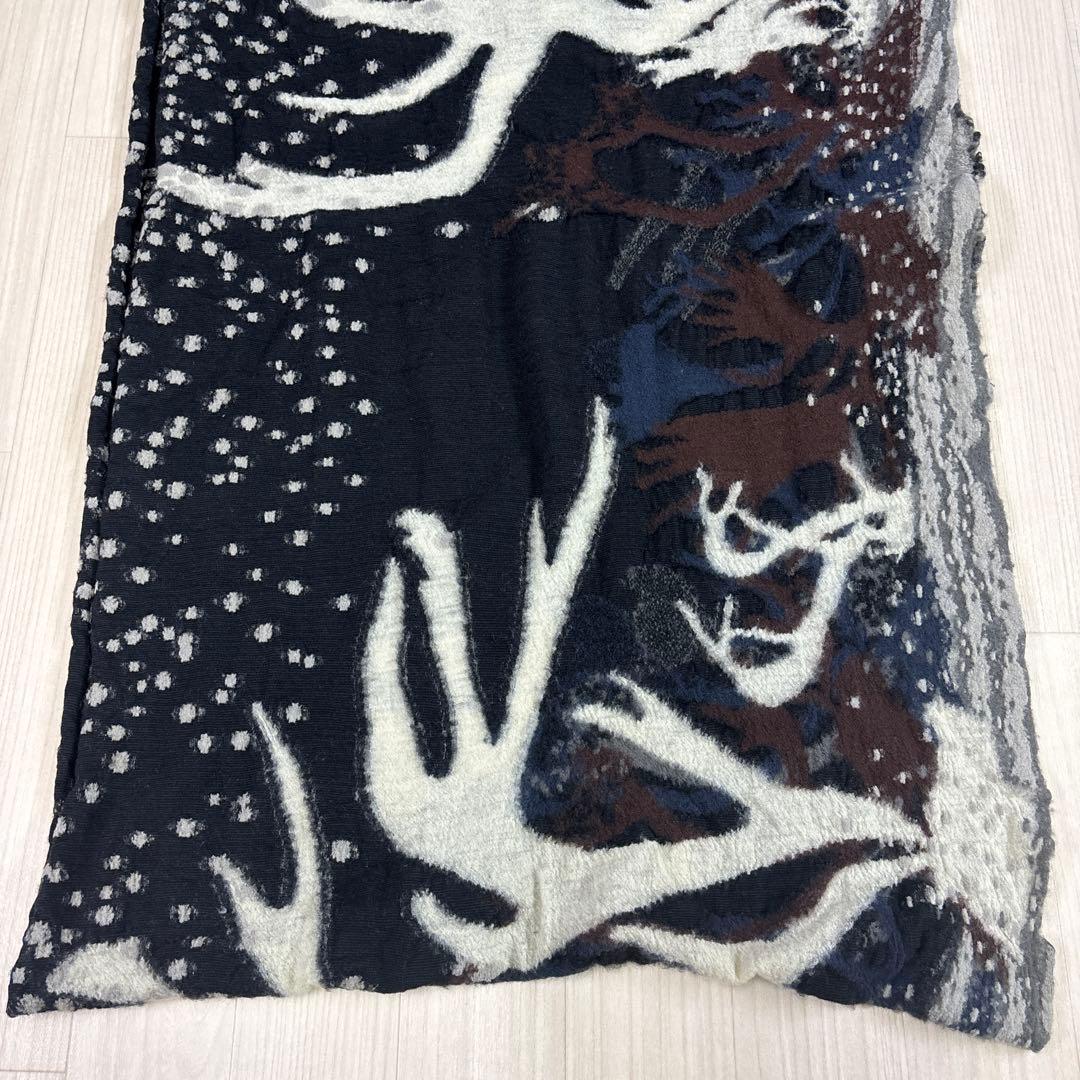 KAPITAL ネイビー グレー ストール　縮絨ウール　ジャーニーカリブマフラー