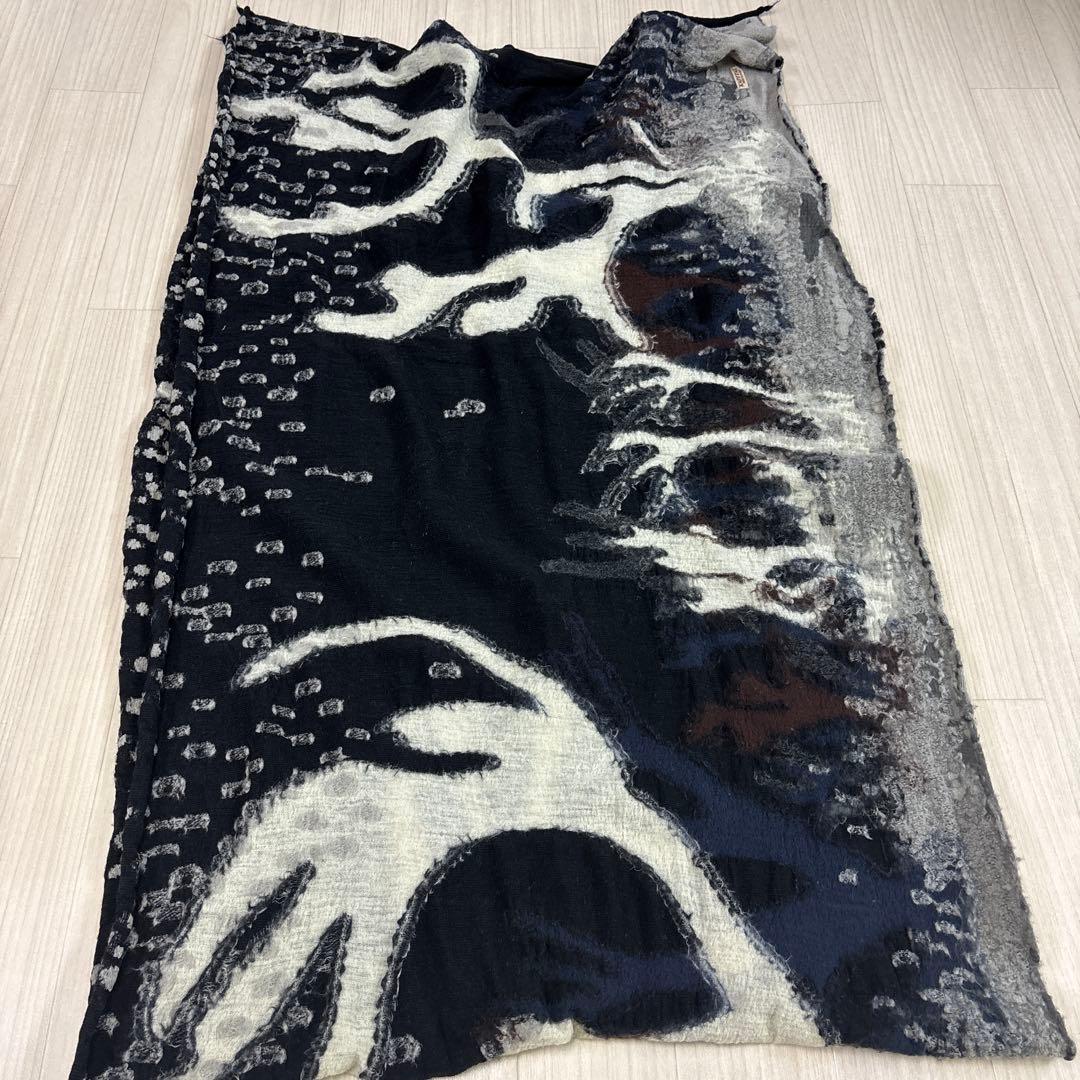 KAPITAL ネイビー グレー ストール　縮絨ウール　ジャーニーカリブマフラー