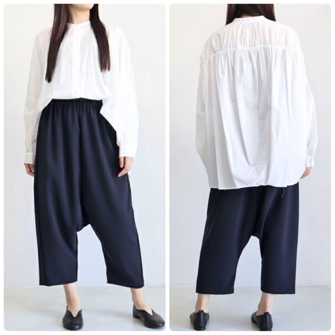 【極良品】ミズイロインド　定番サルエルパンツ　ネイビー　2 ゴム　ストレッチ