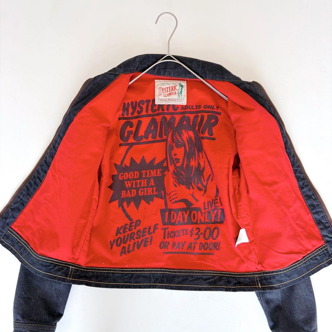 ヒステリックグラマー デニム ジャケット 濃紺 ヒスガール 短丈 派手 裏地