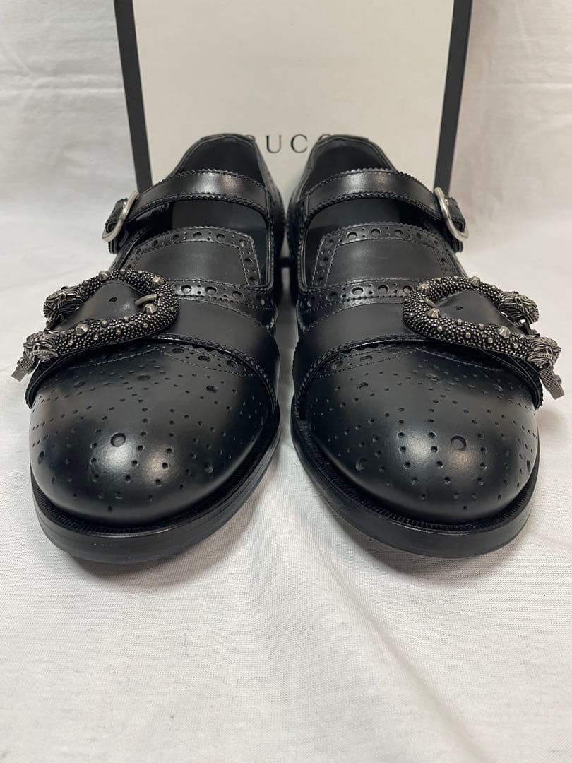 2D111 GUCCI ケルコア ブローグモンクシューズ 26.5cm