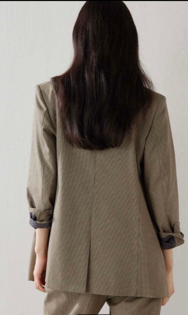 sale★ウィムガゼット★TRダブルジャケット　チェック柄　ブラウン