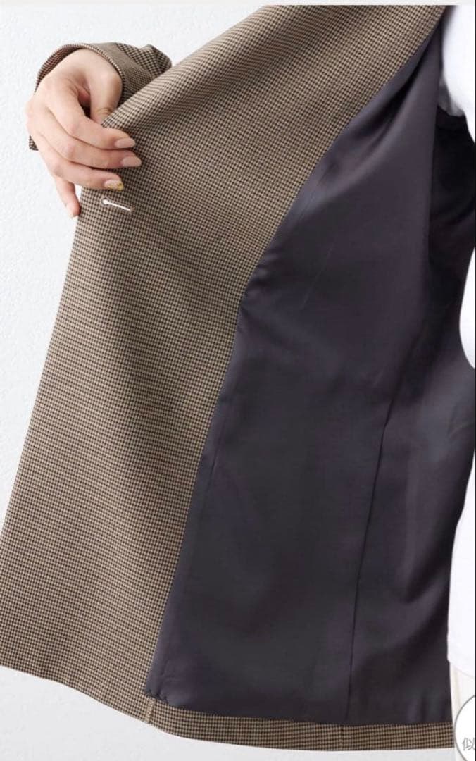 sale★ウィムガゼット★TRダブルジャケット　チェック柄　ブラウン