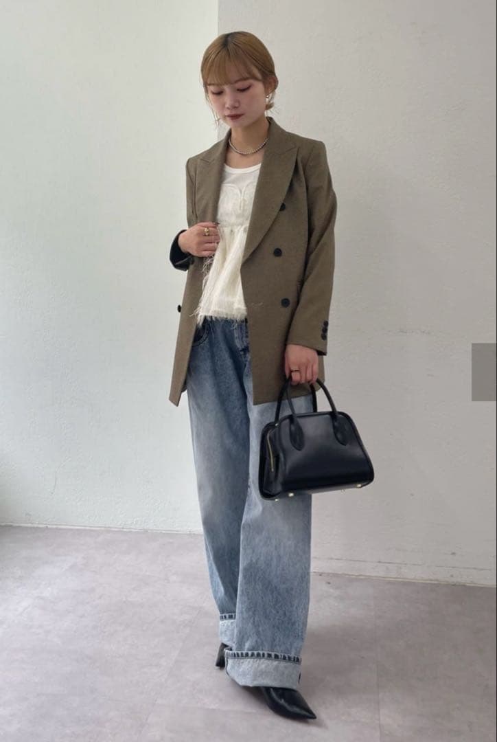 sale★ウィムガゼット★TRダブルジャケット　チェック柄　ブラウン