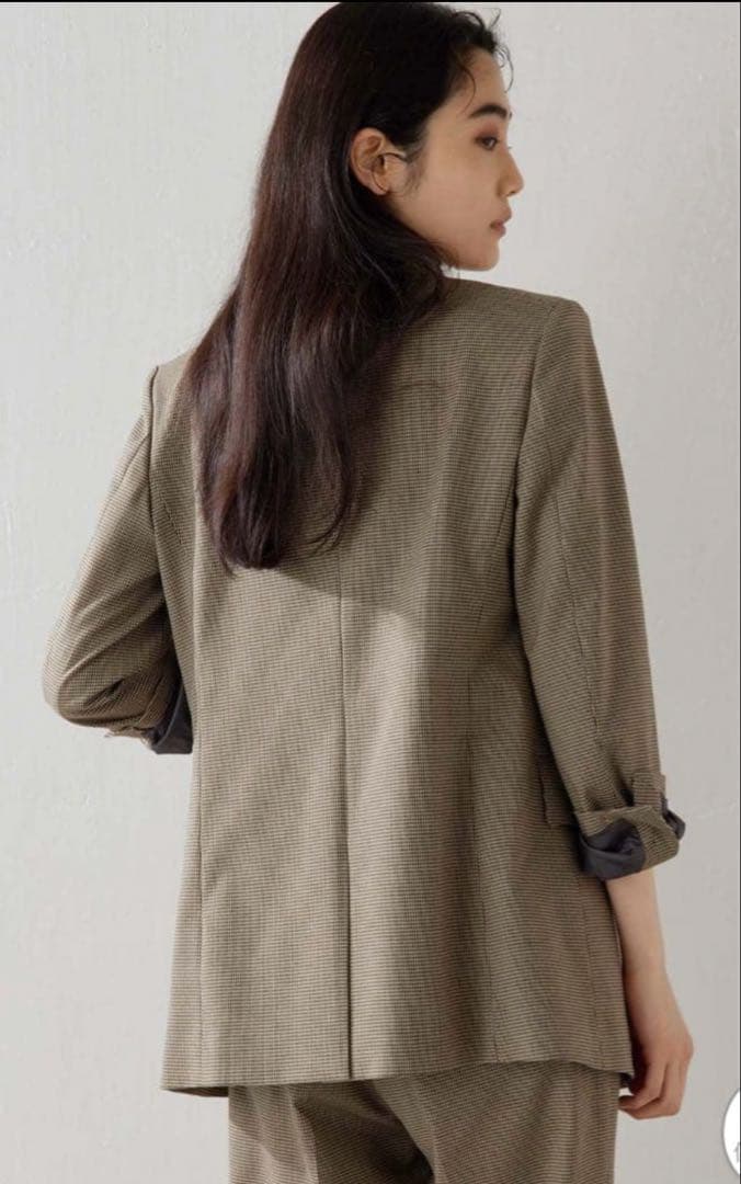 sale★ウィムガゼット★TRダブルジャケット　チェック柄　ブラウン