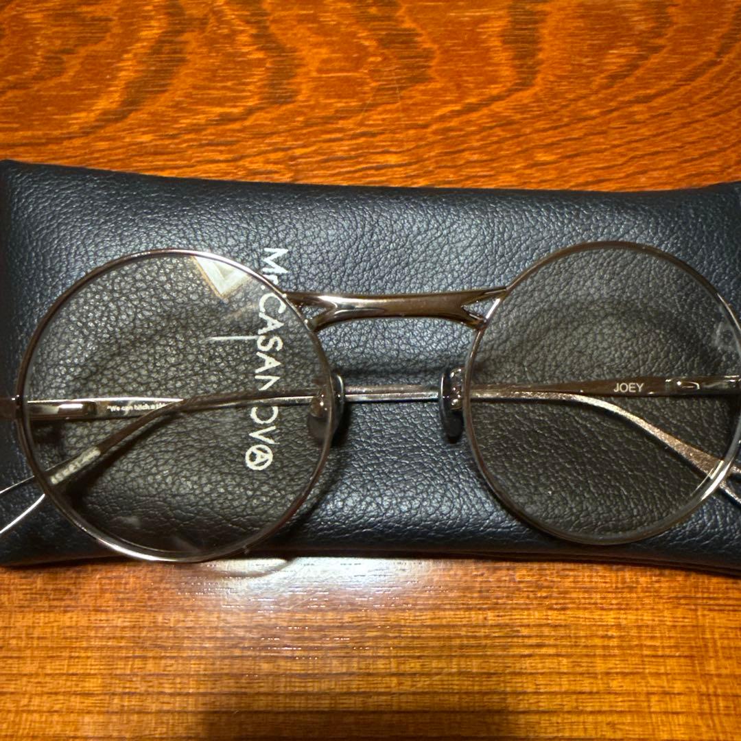 Mr.CASANOVO JOEY シルバー ラウンド型サングラス ケース付き