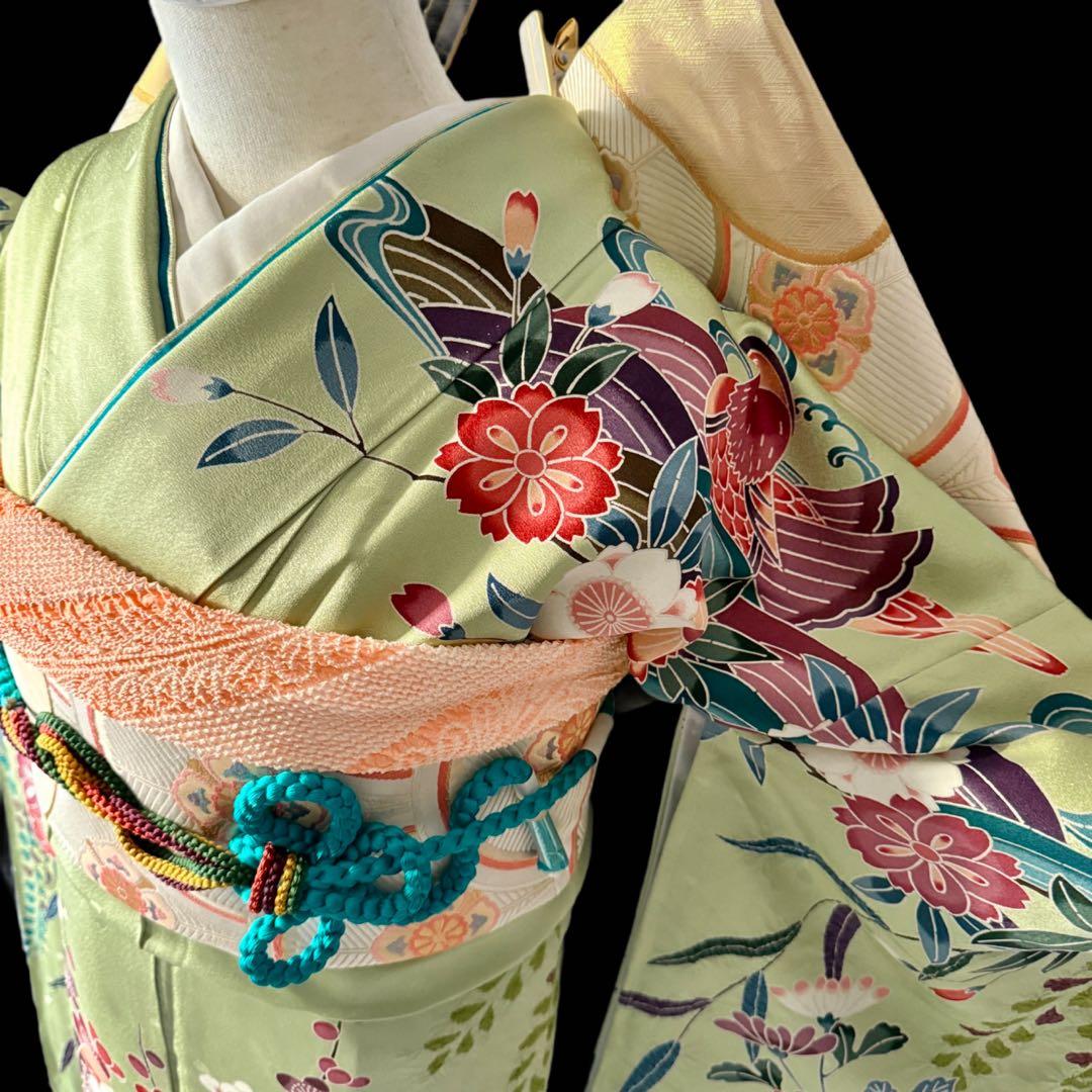 未使用品　振袖フルセット　トールサイズ　新品長襦袢　グリーン　161〜176cm