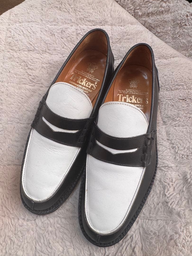 Tricker’s トリッカーズ ローファー ツートン 白×黒 25cm 英国製