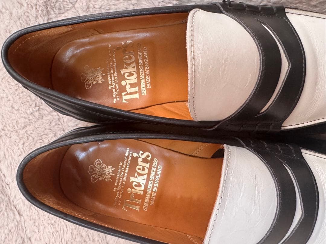 Tricker’s トリッカーズ ローファー ツートン 白×黒 25cm 英国製