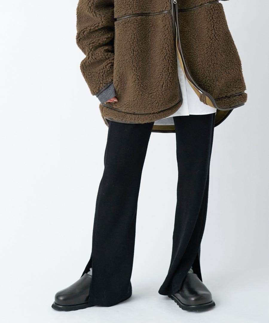 美品！Deuxieme Classe フレアリブパンツ 黒 ドゥーズィエムクラス