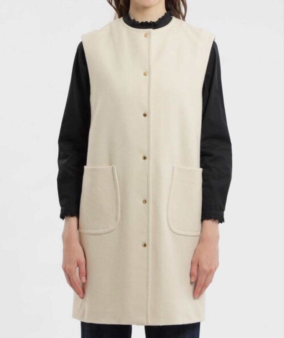 マッキントッシュフィロソフィー メルトン ロングジレ ノーカラー 36 1223