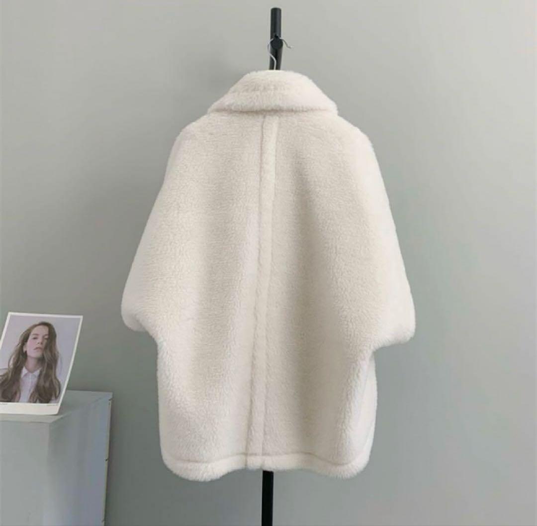 テディ ケープ ポンチョ コート ホワイト ベアポンチョ