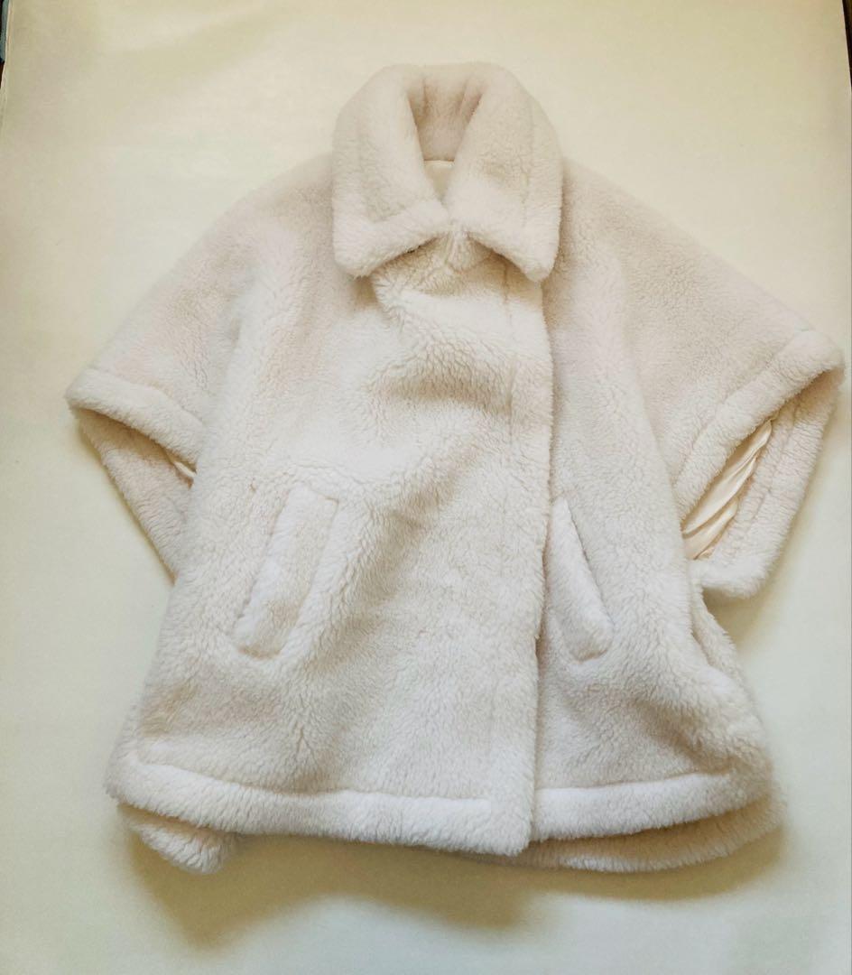 テディ ケープ ポンチョ コート ホワイト ベアポンチョ