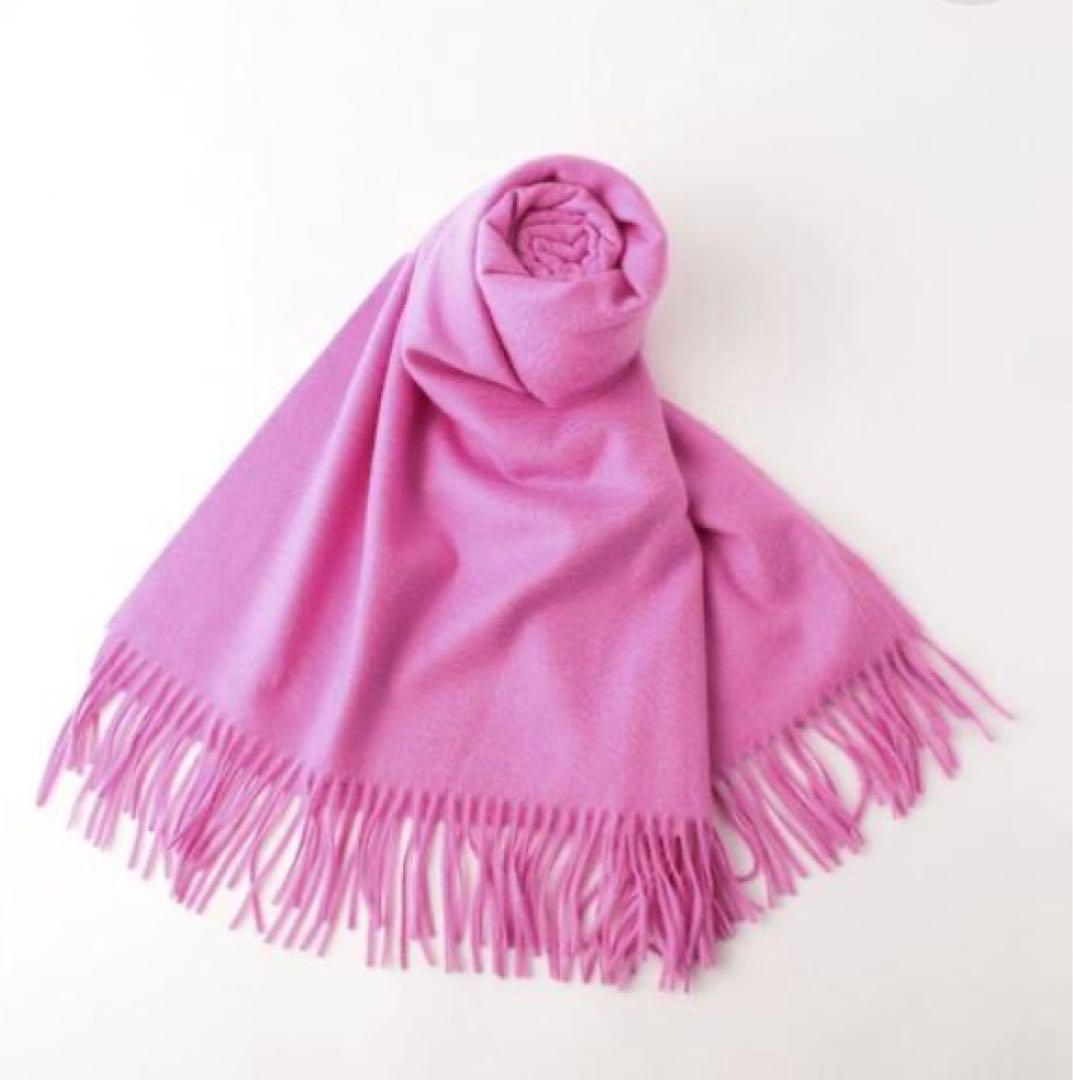 ジョンストンズ カシミヤ 大判ストール　ドゥロワー 別注　ピンク