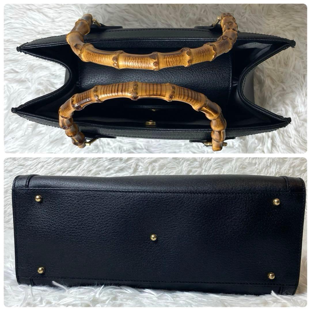 【極美品】GUCCI トートバッグ ダイアナ バンブー レザー ハンドバッグ 黒
