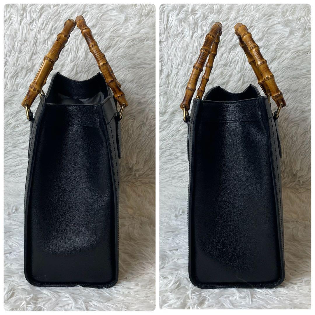 【極美品】GUCCI トートバッグ ダイアナ バンブー レザー ハンドバッグ 黒