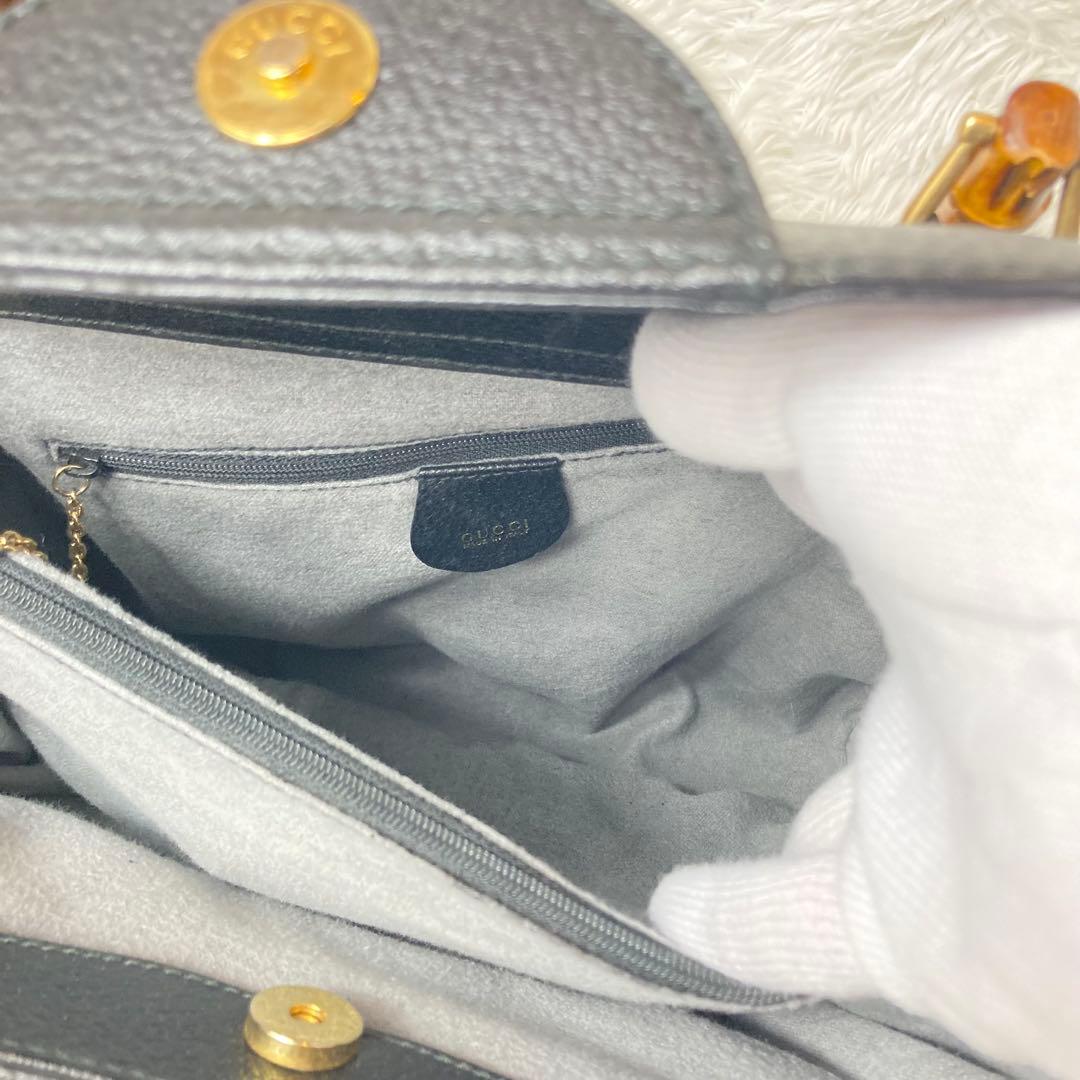 【極美品】GUCCI トートバッグ ダイアナ バンブー レザー ハンドバッグ 黒