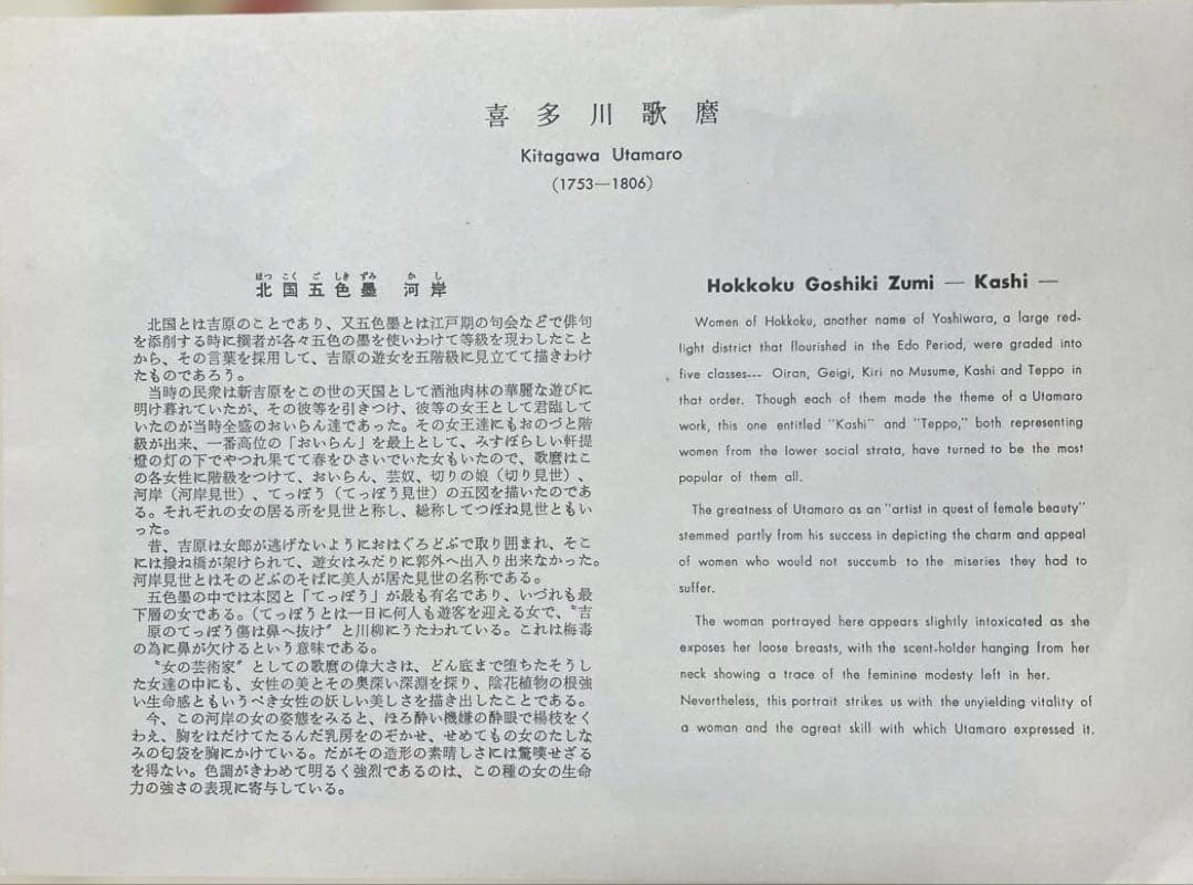 喜多川歌麿 浮世絵 北国五色墨　河岸