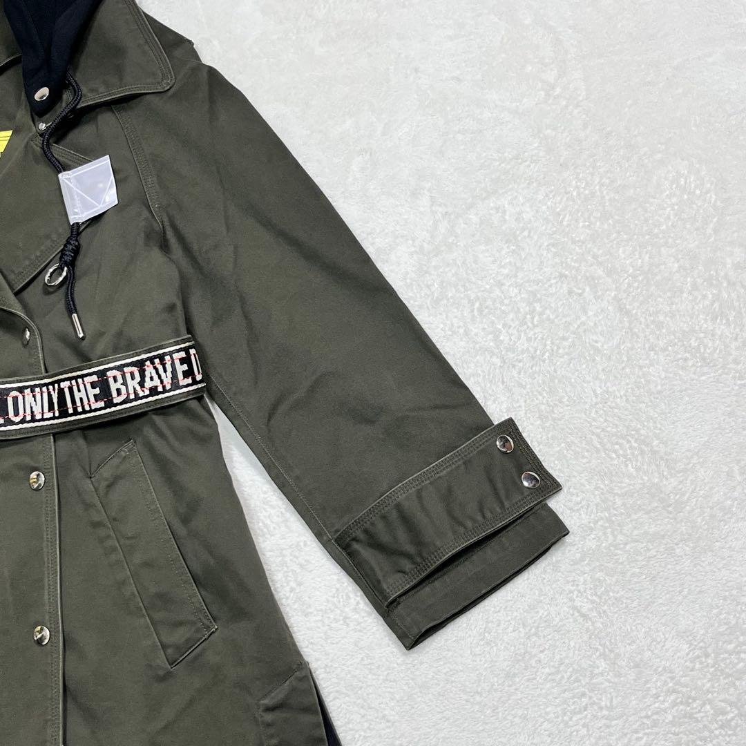 『ディーゼル』トレンチコート フード脱着 テープベルト ロング丈 オリーブ