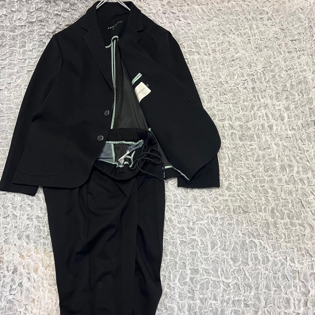 極美品 最大サイズ5L【ARMYRICH】ストレッチ パンツ スーツ セット 黒