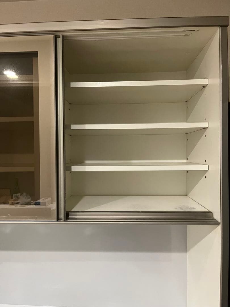 木製キッチンカウンター 食器棚　カップボード　ホワイト・ダークブラウン