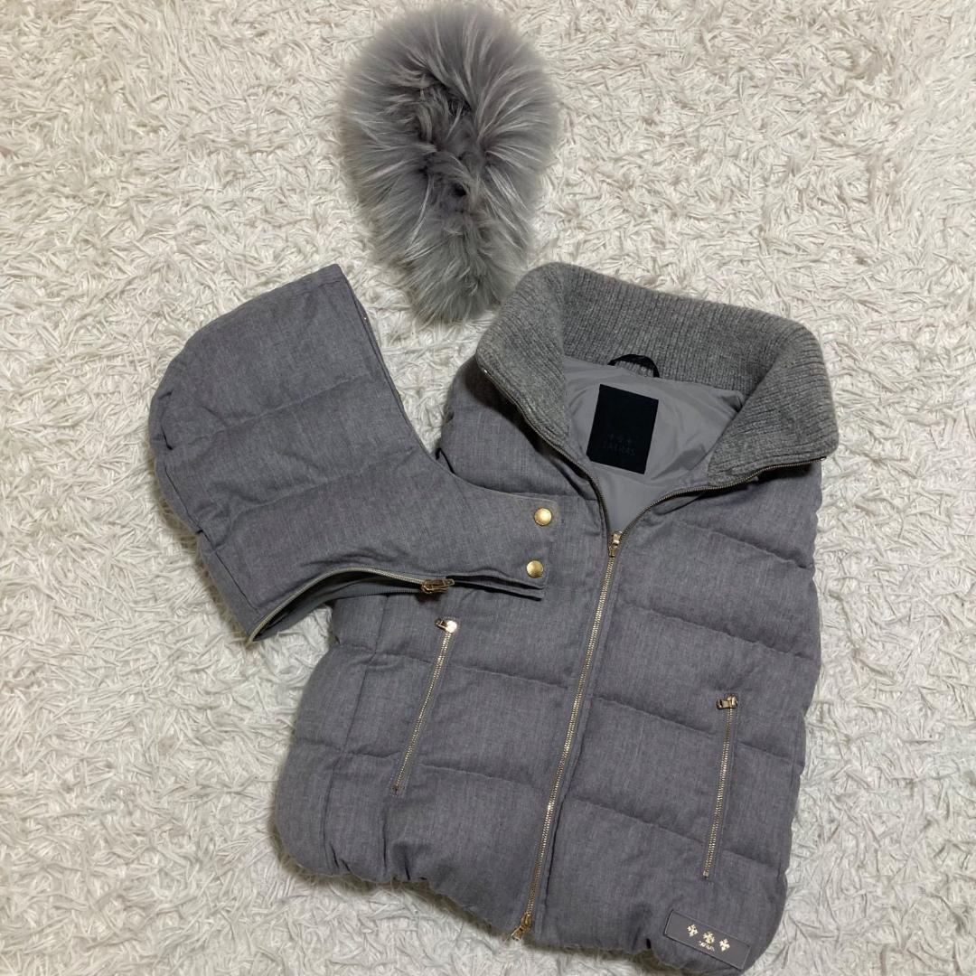 14098タトラス ルセラ ファー ダウンベスト グレー LTA184572 S