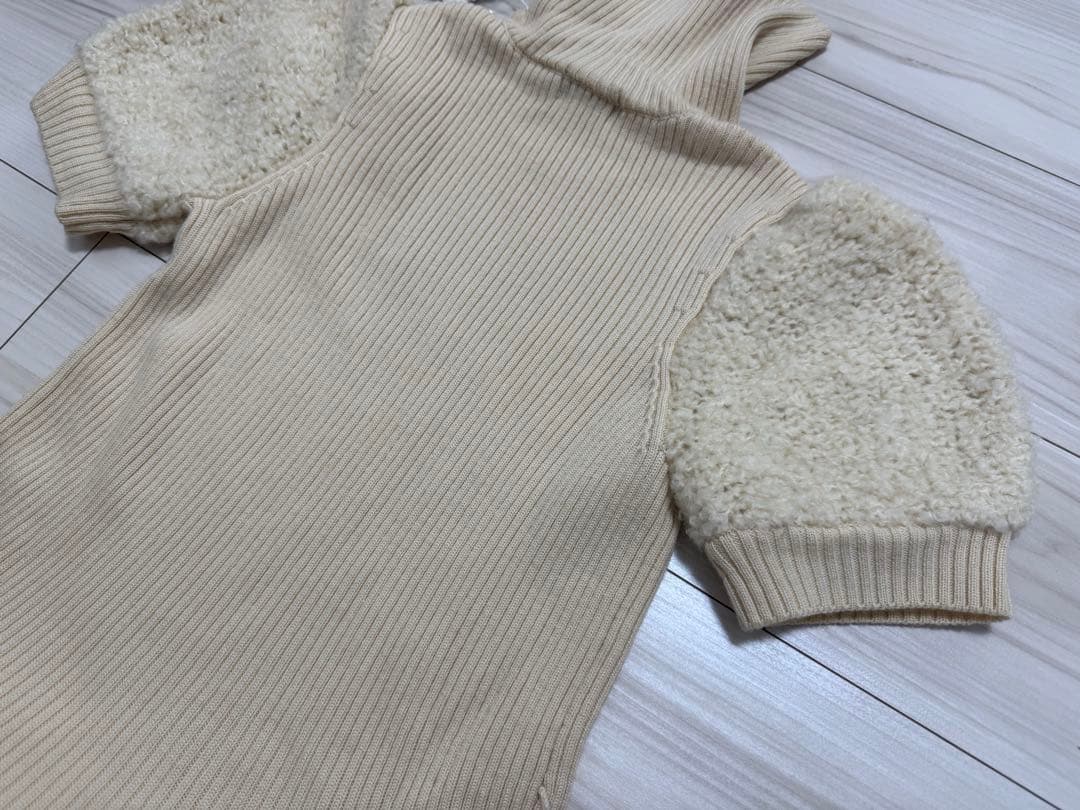 【新品】バーバリーブルーレーベル ニットドッキングワンピース アイボリー